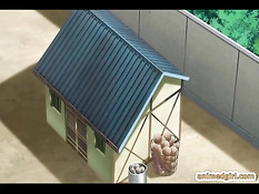 Рыжая хентай девка в очках трахается с парнем на рабочем месте