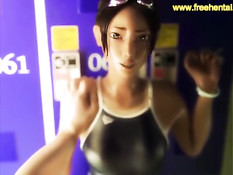 В раздевалке бассейна мужчина занимается сексом с 3D пловчихой