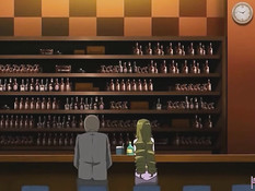 Грудастая хентай барменша отсосала у парня член и уселась сверху