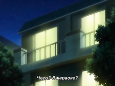 Возбуждённая хентай брюнеточка трахается с приятелем на кровати