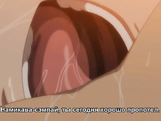 Возбуждённая хентай брюнеточка трахается с приятелем на кровати