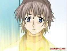 Он поймал рыжую хентай девчонку в раздевалке и отодрал на полу