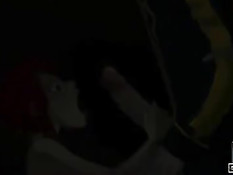 Рыжая хентай красотка сосёт большой хуй и садится на него сверху