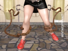 3D девку с большой грудью в туалете обвили и оттрахали щупальцы