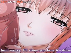 Распутная хентай подружка расстегнула ширинку и подрочила член