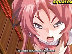 Мужик поймал аниме девку с красными волосами и заставил сосать