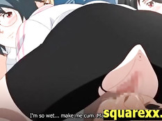 Четыре похотливые аниме студентки затрахали своего однокурсника