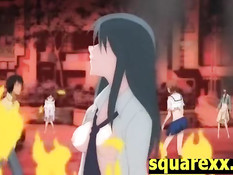 Четыре похотливые аниме студентки затрахали своего однокурсника