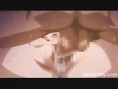 Рыжая хентай девчонка в белых чулках трахается со своим парнем