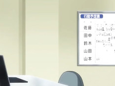 Мужик трахает в офисе сисястых хентай девушек коллег по работе