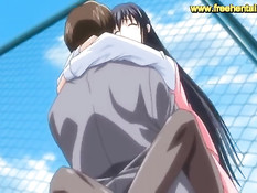 Мужик трахает в офисе сисястых хентай девушек коллег по работе