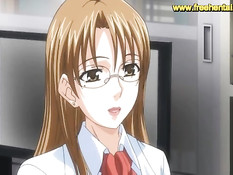 Мужик трахает в офисе сисястых хентай девушек коллег по работе