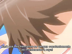 Грудастая хентай подруга набросилась на парня и подрочила член