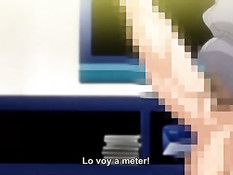 Грудастая хентай подруга набросилась на парня и подрочила член