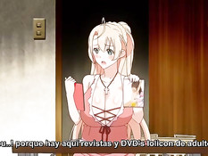 Грудастая хентай подруга набросилась на парня и подрочила член