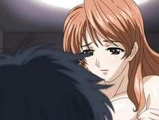 Рыжая хентай жена на кровати занимается любовью со своим мужем