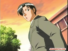 Похотливый лысый мужчина отодрал хентай девку большим членом