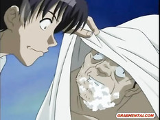 Похотливый лысый мужчина отодрал хентай девку большим членом