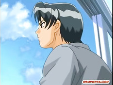 Похотливый лысый мужчина отодрал хентай девку большим членом