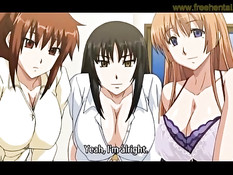 Грудастые хентай девушки дрочат парню член большими сиськами