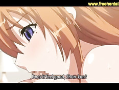 Грудастые хентай девушки дрочат парню член большими сиськами