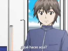 Горячая хентай девчонка мастурбирует в туалете и ебётся с парнем