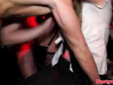 Молодые шалавы дрочат и отсасывают члены на вечеринке в клубе