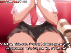 Сисястая хентай блондинка отсасывает у парня хуй и ебётся раком