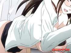 Очкастая хентай секретарша сосёт у мужика член и ебётся в офисе