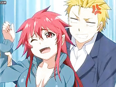 Паренёк дал пососать член хентай студентке с красными волосами