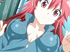 Паренёк дал пососать член хентай студентке с красными волосами