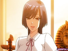 Грудастая хентай дьяволица садится на парня и прыгает на члене