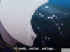 Хентай девке пришлось сосать у монстра пенис и дрочить сиськами