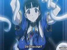 Хентай девке пришлось сосать у монстра пенис и дрочить сиськами