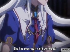 Хентай девке пришлось сосать у монстра пенис и дрочить сиськами