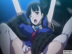 Хентай девке пришлось сосать у монстра пенис и дрочить сиськами