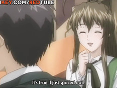 Очкастая хентай нимфоманка вынуждает парня заниматься сексом