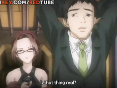 Очкастая хентай нимфоманка вынуждает парня заниматься сексом