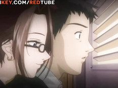 Очкастая хентай нимфоманка вынуждает парня заниматься сексом