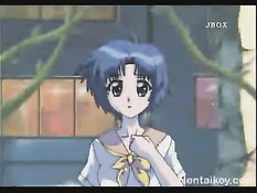 Красивая аниме подруга с зелёными волосами сосёт член в позе 69