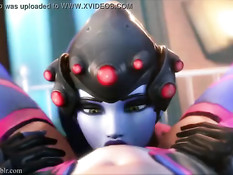 Девушка WidowMaker из игры Overwatch вылизала киску подружке