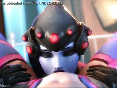 Девушка WidowMaker из игры Overwatch вылизала киску подружке