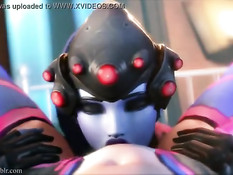 Девушка WidowMaker из игры Overwatch вылизала киску подружке