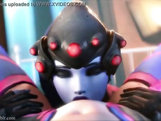 Девушка WidowMaker из игры Overwatch вылизала киску подружке