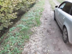 Татуированная немецкая девка высунулась из машины и отсосала