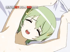 Две аниме девки по очереди заходят в спальню и ебутся с парнем