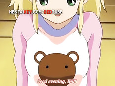 Две аниме девки по очереди заходят в спальню и ебутся с парнем