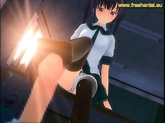 Сексуальная аниме девка вошла в аудиторию и соблазнила парня