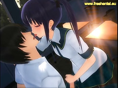 Сексуальная аниме девка вошла в аудиторию и соблазнила парня