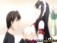 Парень отлизал киску у сисястой хентай подруги и вставил свой хуй